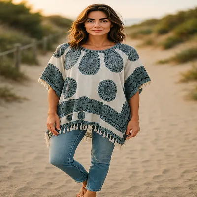 Kaftan Poncho Top - Plus Size 