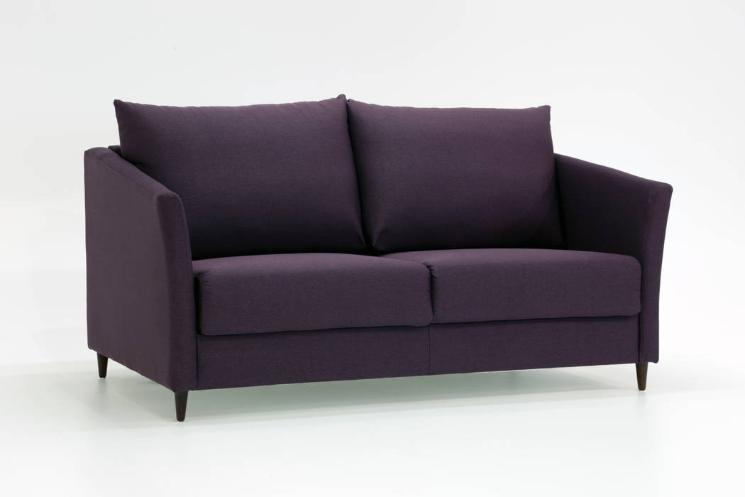 Luonto Erika Full XL Loveseat Sleeper Sofa Quick Ship Program in Luna 29 Fabric (hortensia purple) Angled View