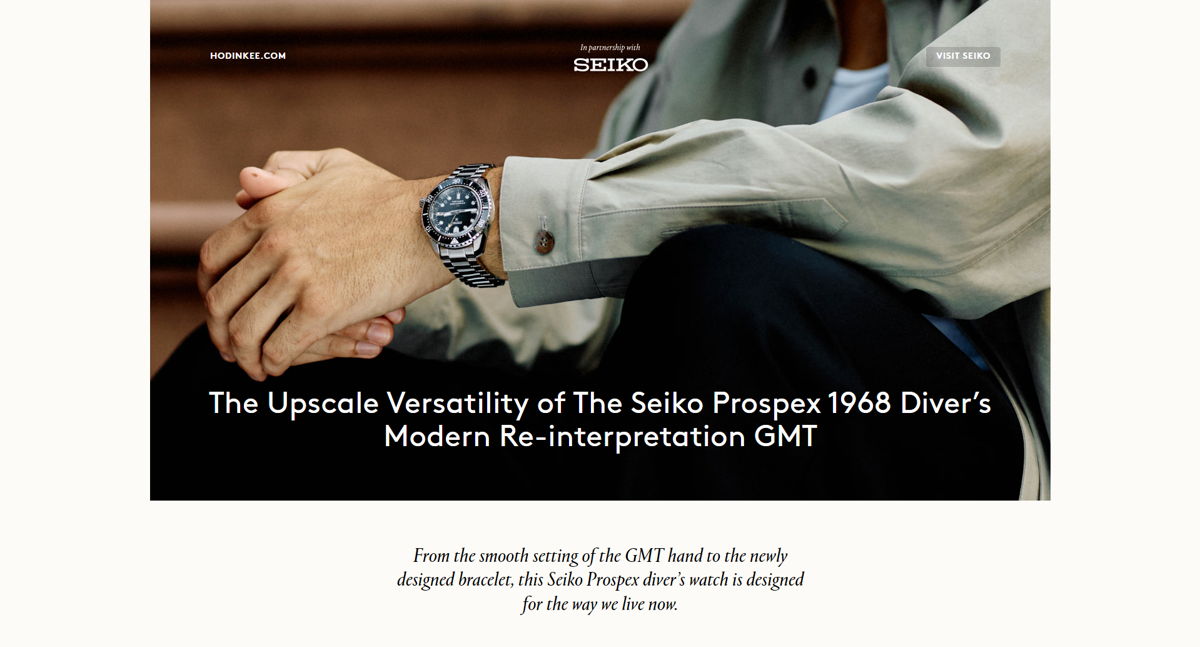 Screenshot of Hodinkee Studio, from the  framer websites collection.