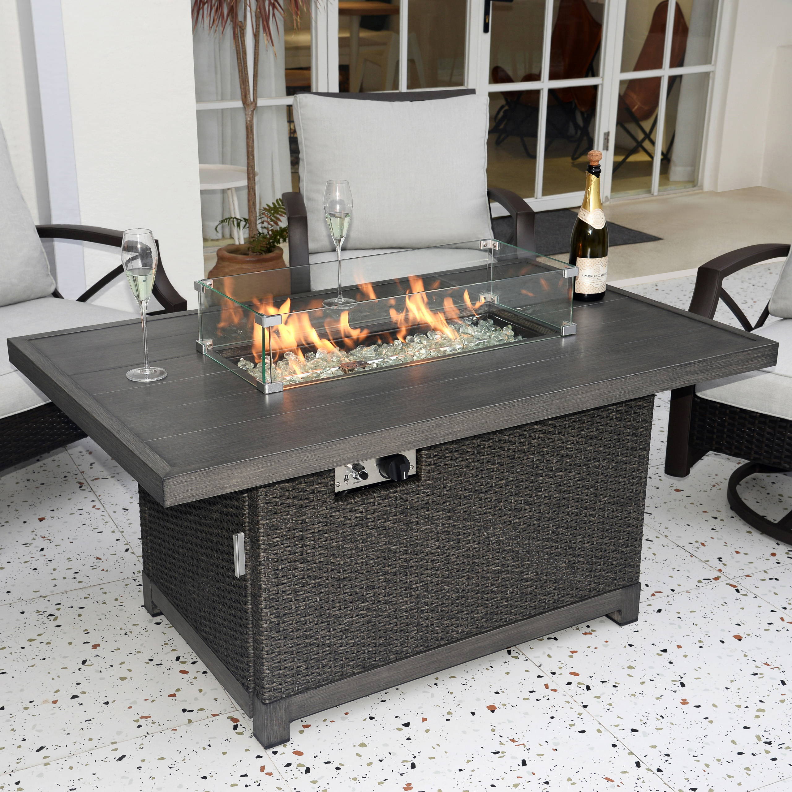 Novi 52" Propane Fire Pit Table in Slate Grey | Kinger Home