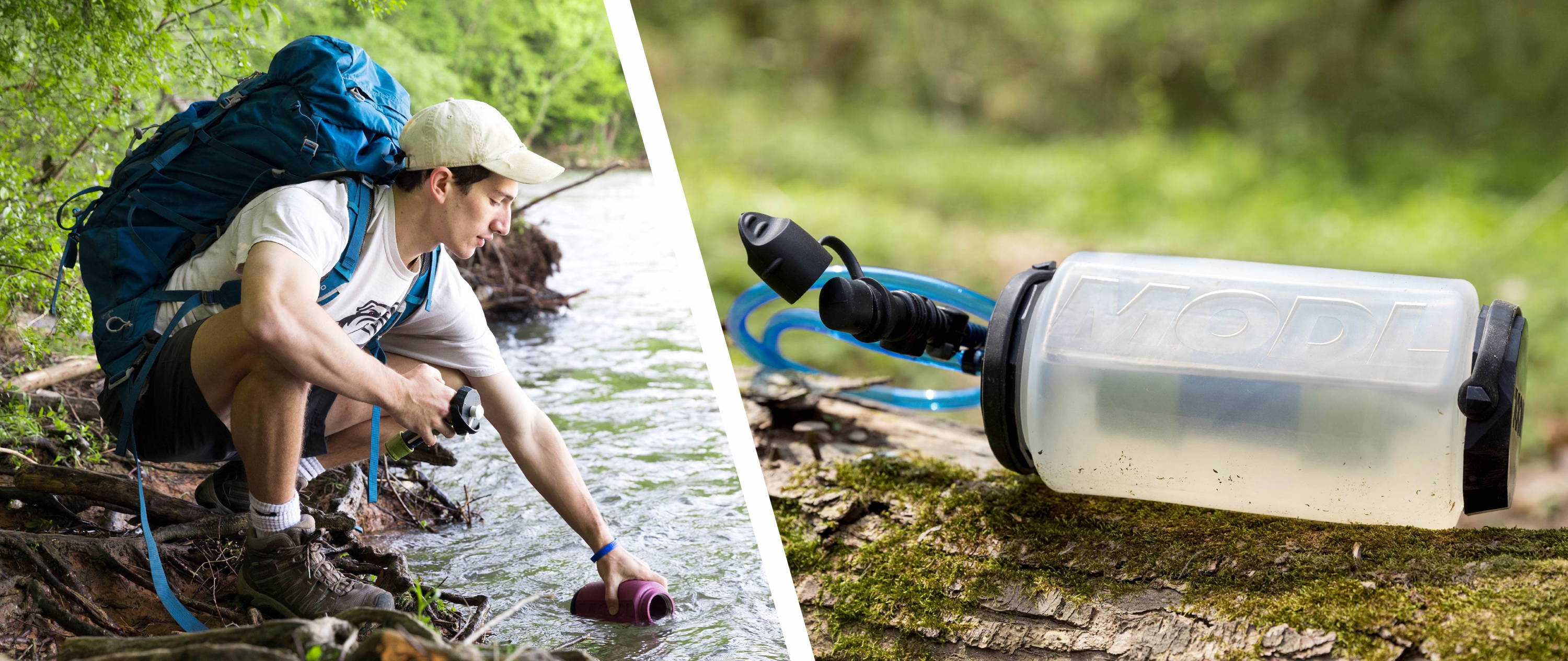 Image of the Pure MOD in action - turning the MODL water botle into a water filter. 