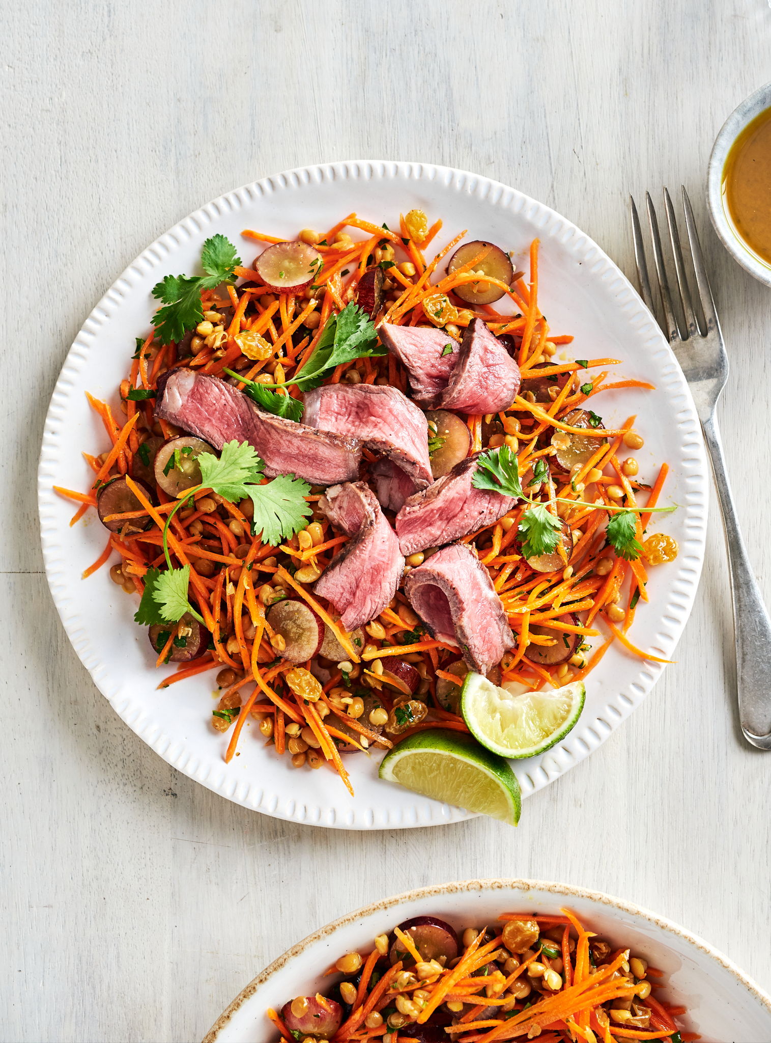 Curried Lentil, Carrot and Grape Salad with Grilled Beef | RICARDO