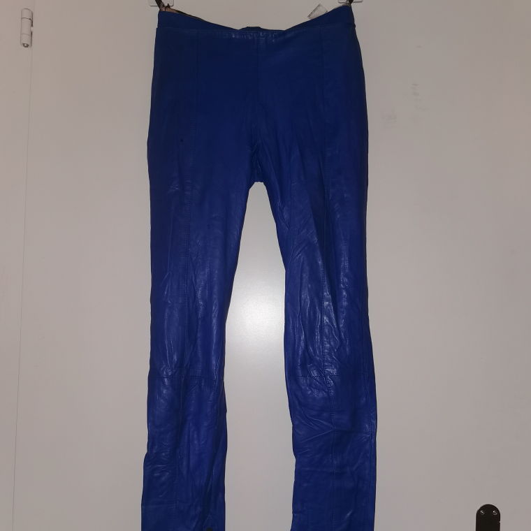 Roberto Cavalli Electric Blue Leather Pants 