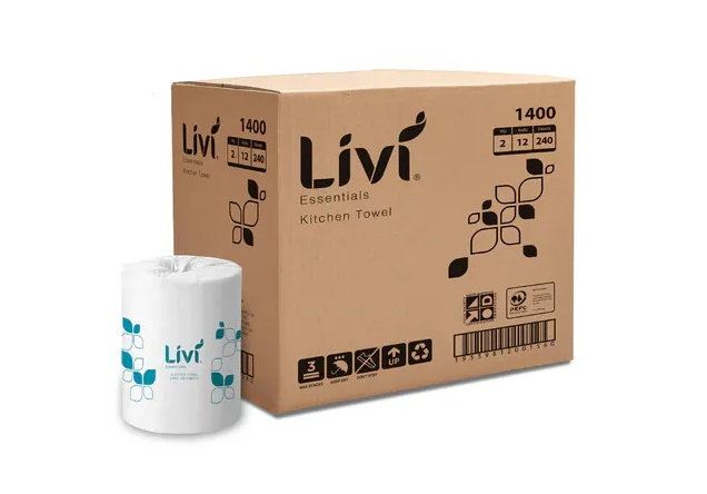 6309/1400 Kitchen Roll Towel 2ply 240 Sheet x 12 rolls