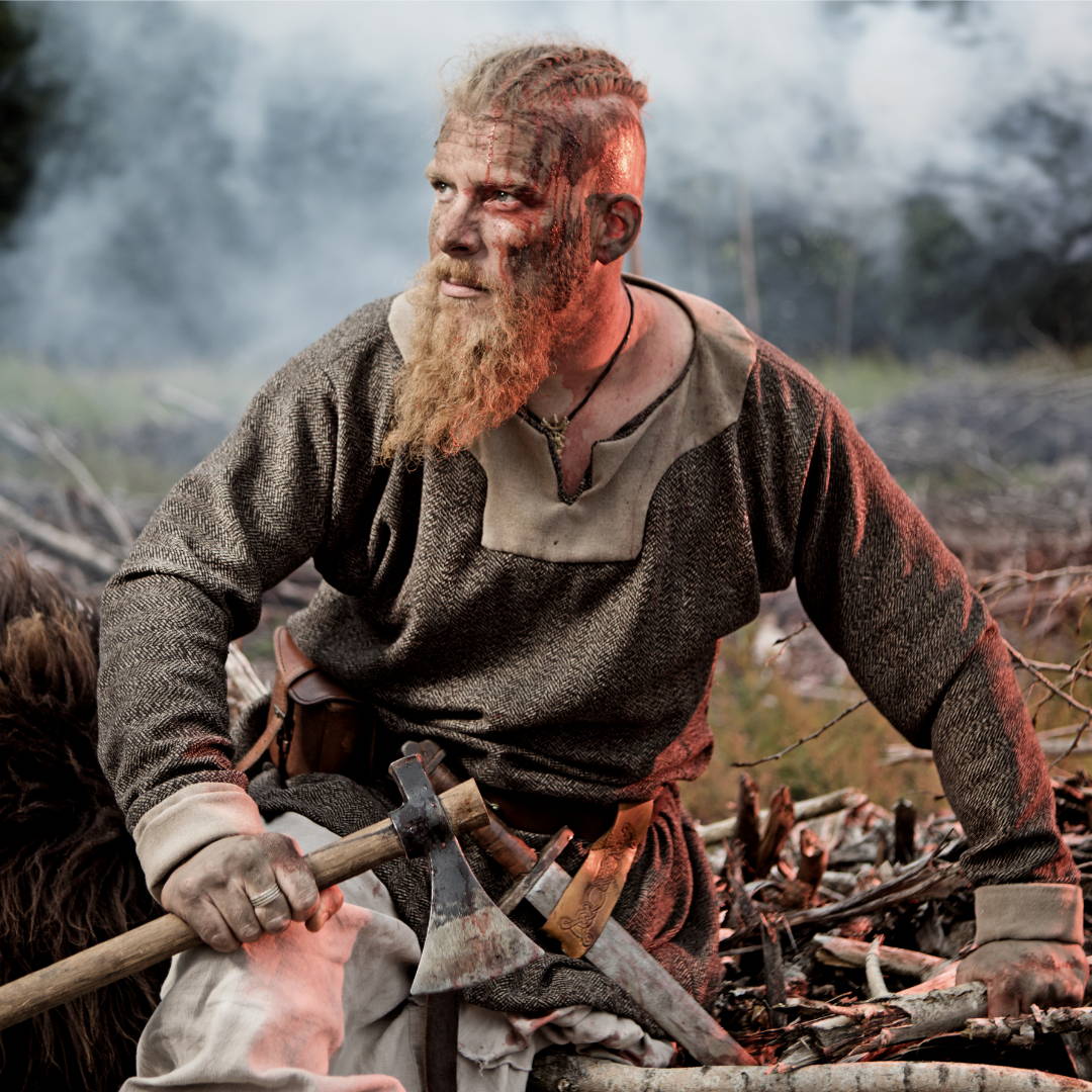 Man viking with beard & axe