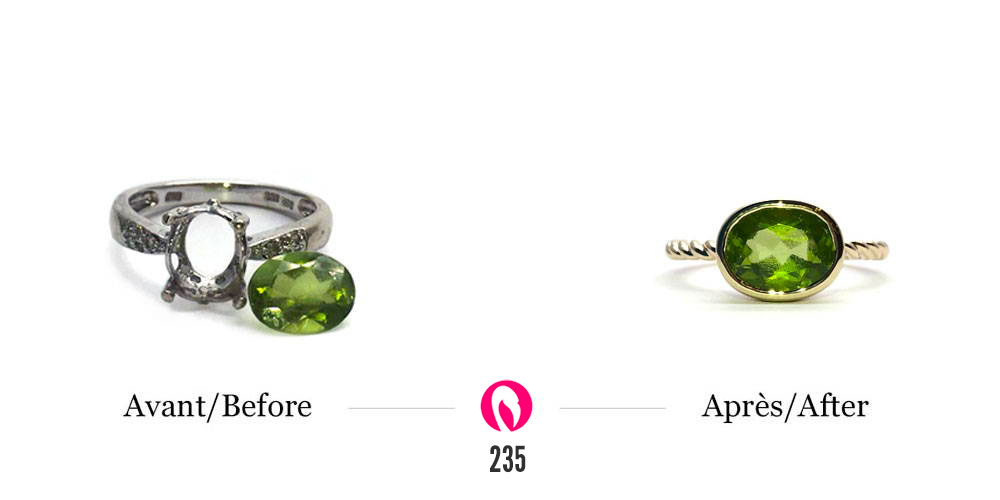 Transformation of a ring with a peridot 