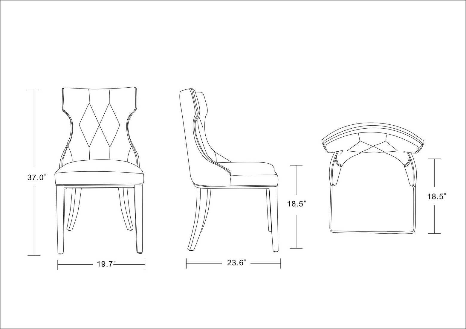 Weight and Dimension (Length, Depth, Width, Height) of Mondella Supalor Dining Chair from Dining Table Mart (MON046301 / MON046302 / MON046303 / MON046304)