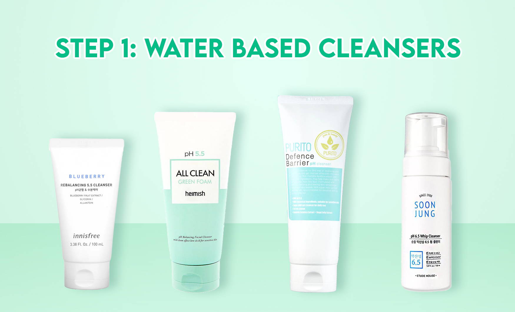 Step 1: Water Based Cleansers.