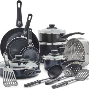Black GreenLife Ceramic Nonstick 16 Piece Kitchen Cookware