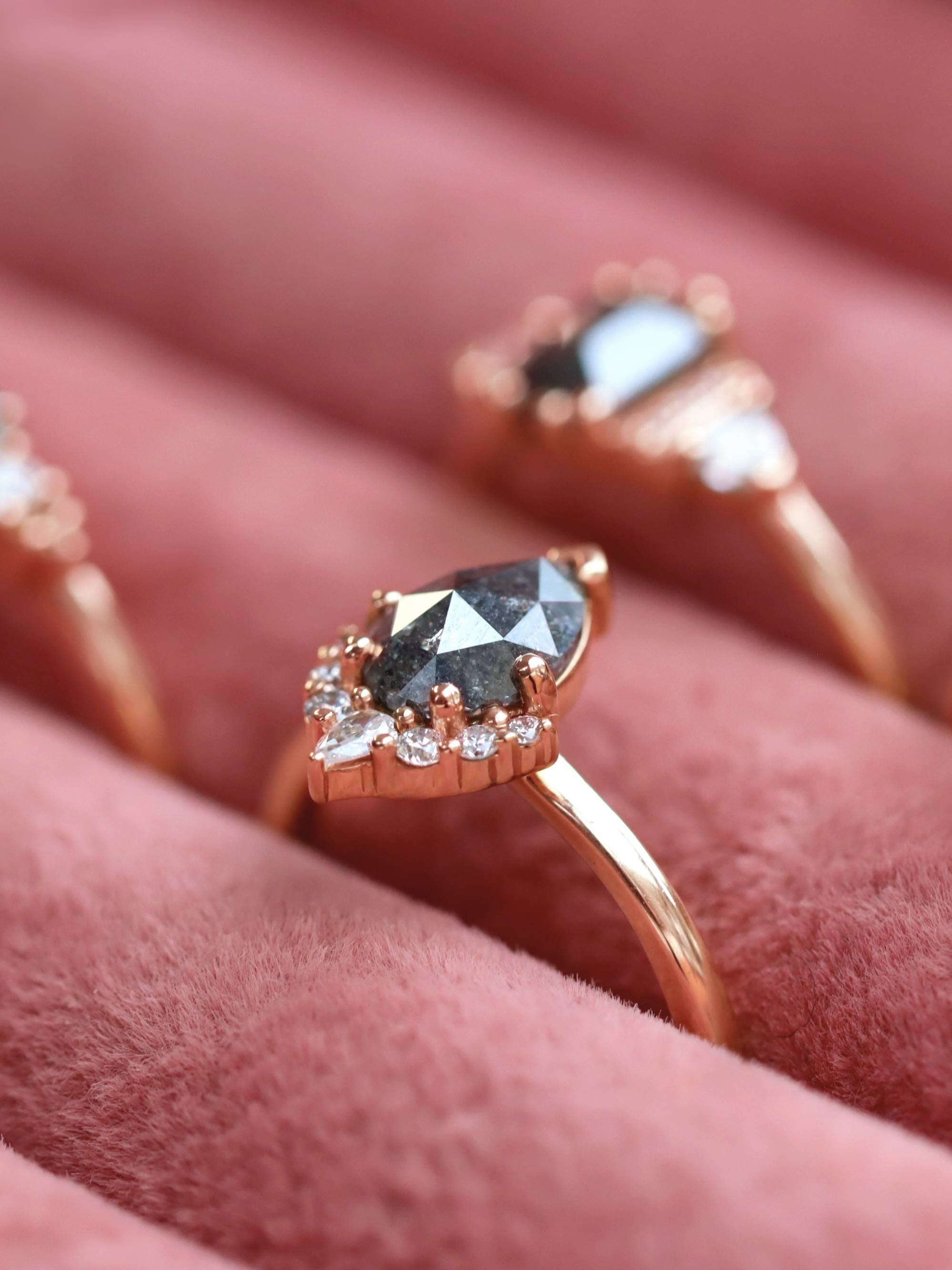 Rose gold gemstone engagement rings