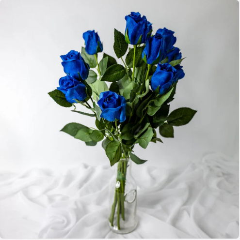 Deep Blue Real Touch Rose Open Bud - Realistic Artificial Flowers - Image 2