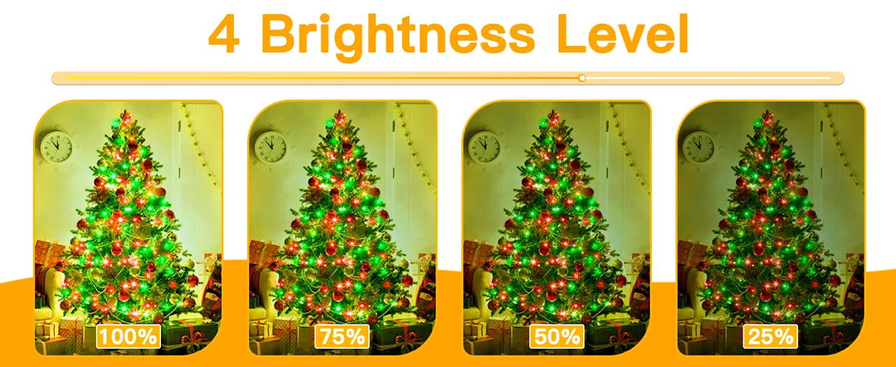 Features of Ollny's 800 leds clear cable cool white string lights - desktop size