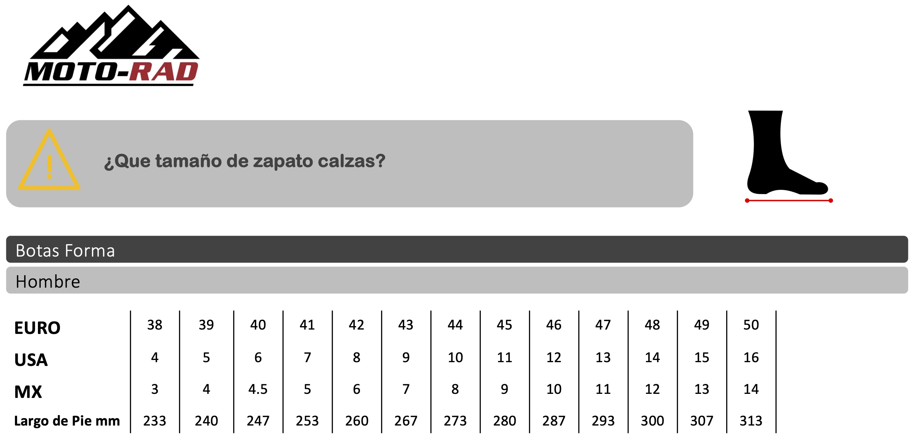 Guia de Tallas Botas Forma