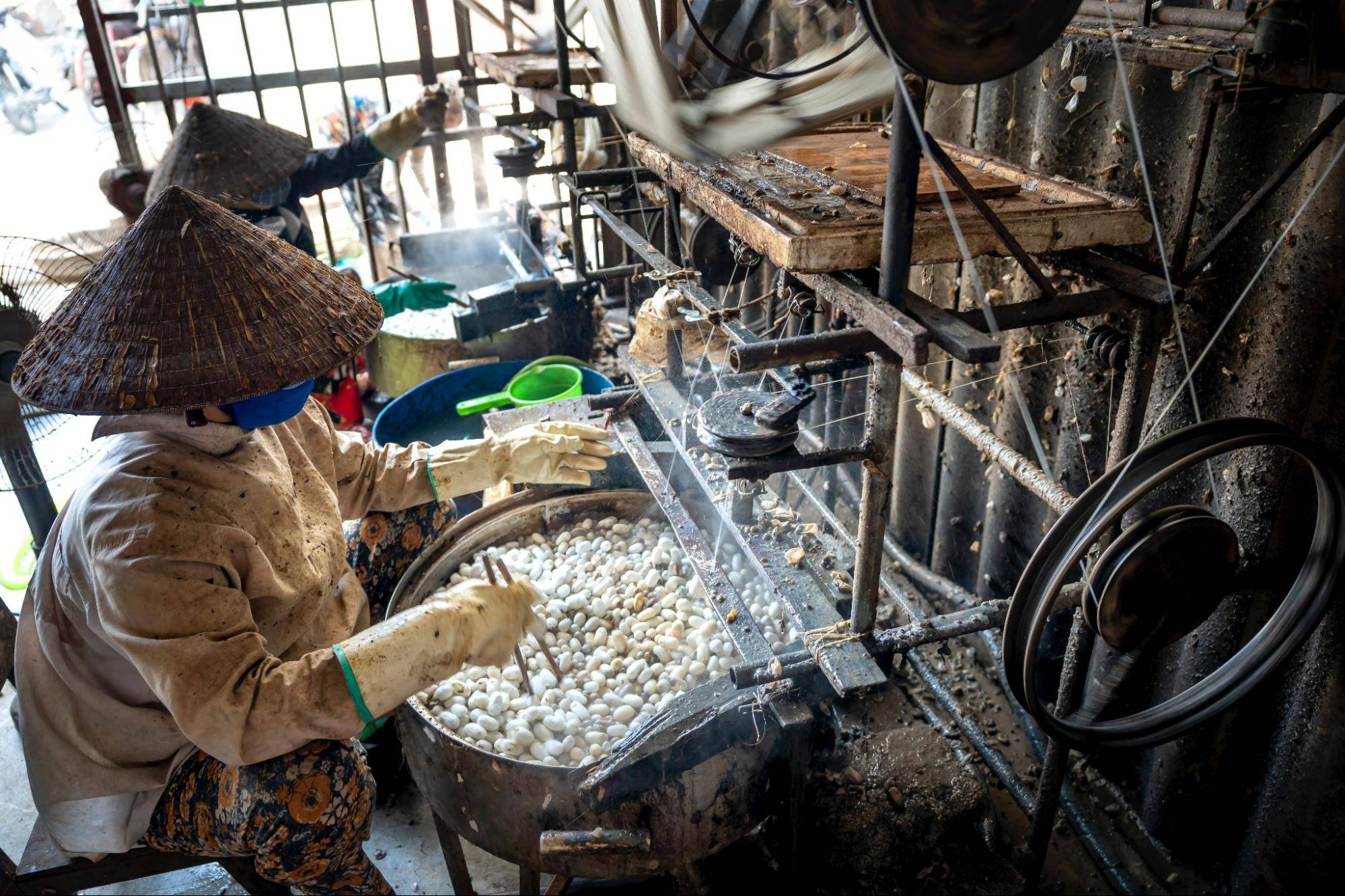 Process of extracting silk from silkworms