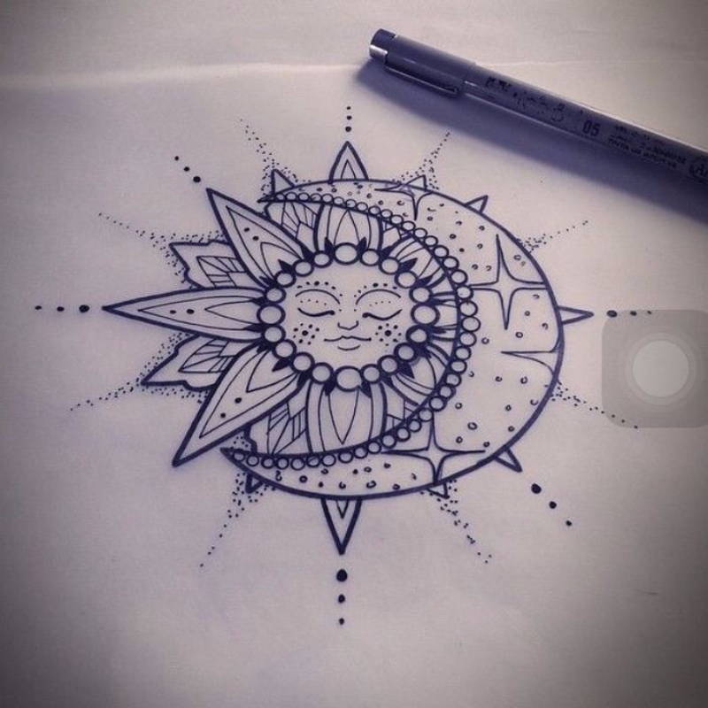 Sun and Moon Mandala Tattoo