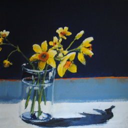 Daffodils in glass with water