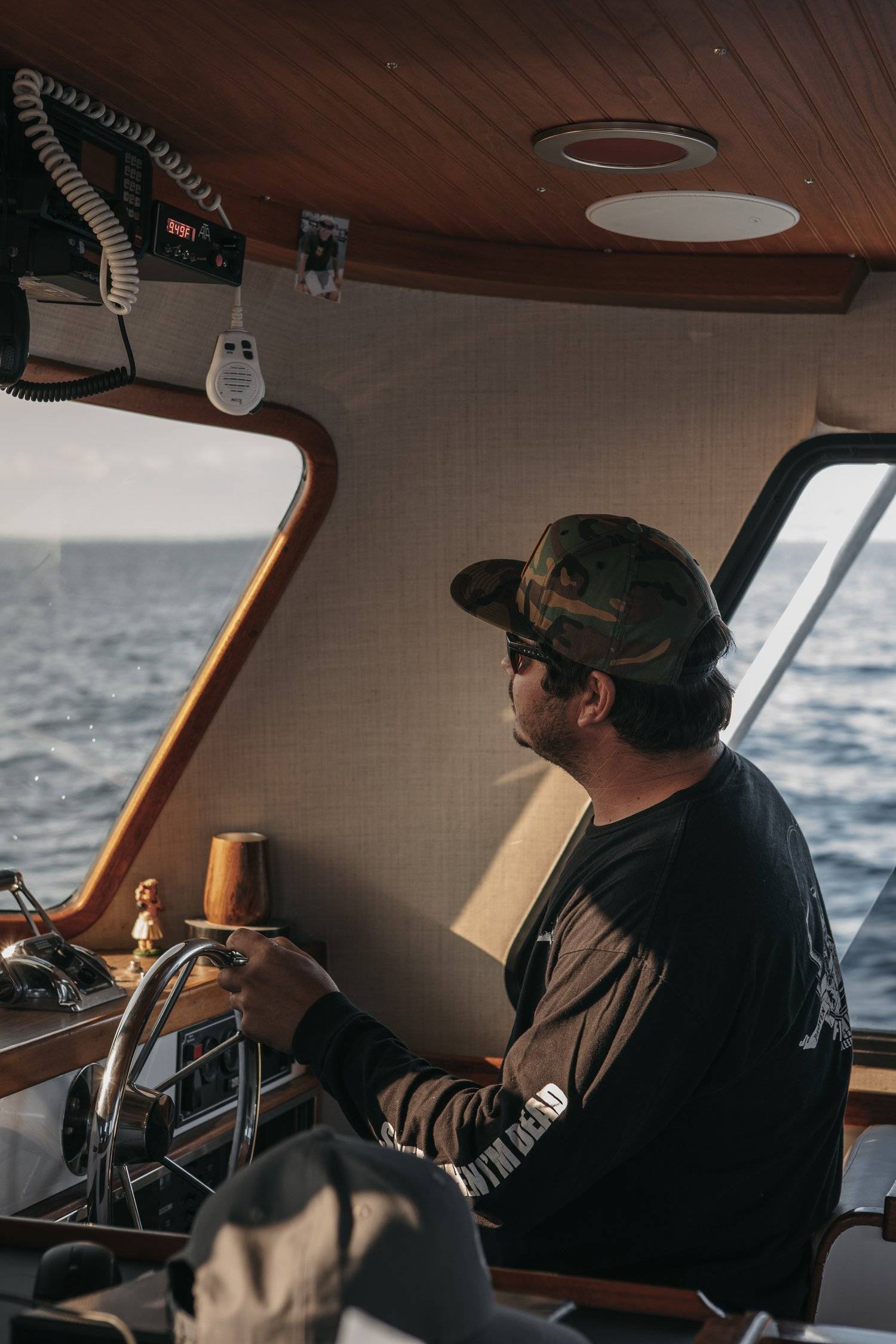 A photo of captain Nate on the boat.