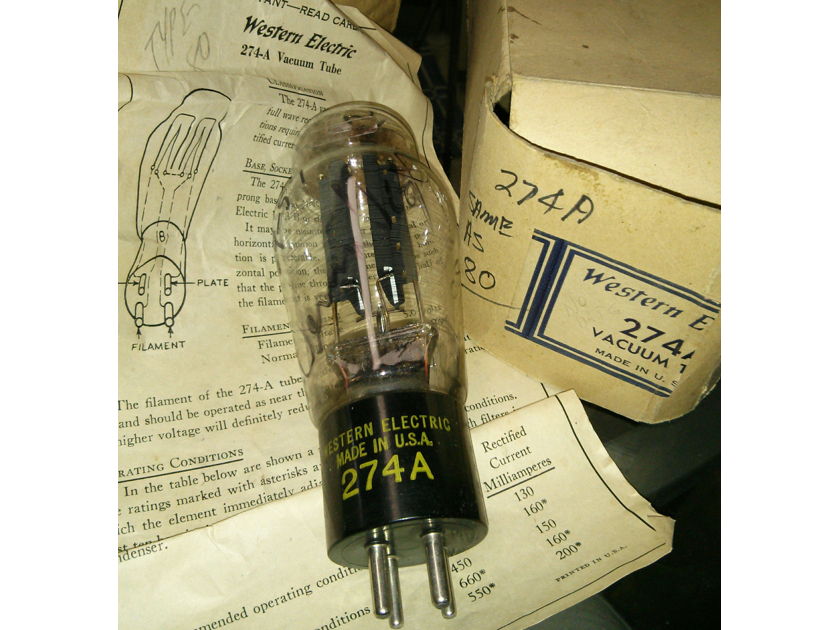 Western Electric 274A RECTIFIER TUBE PRINTED BASE WITH ORIGINAL BOX