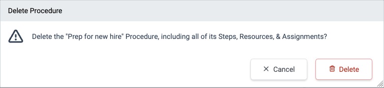 Delete Procedure confirmation dialog