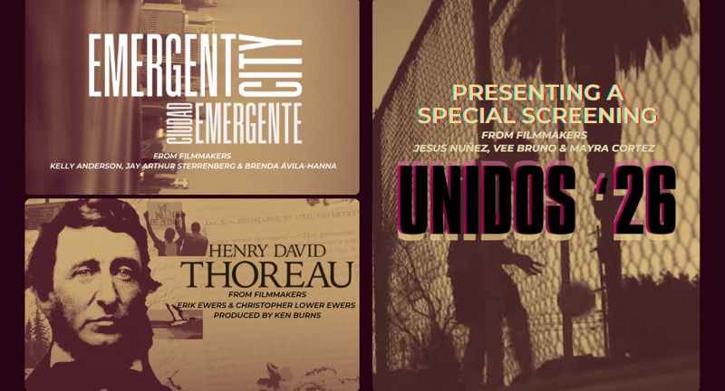 Sanctuary Cinema, NMPBS & FUSION presents Emergent City, Henry David Thoreau, & UNIDOS ‘26