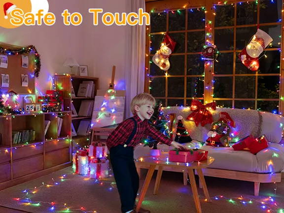 Features of Ollny's 800 leds clear cable cool white string lights - mobile size