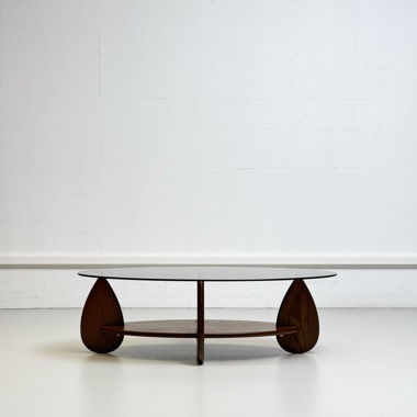 Salontisch mit Rauchglas, organisches Design