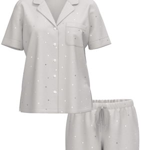 Modal Short Pajama Set, Small, Silver Pearl Shimmer