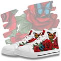 Rose Butterflies White High Tops from Kickit-Ink