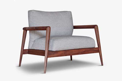 gray armchair with wooden frame, where to buy sustainable furniture