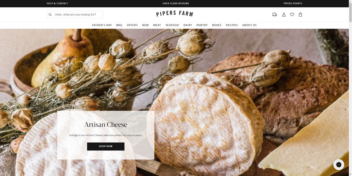 Screenshot of Pipers Farm, from the farm websites collection.