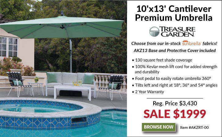 Treasure Garden 10'x13' Cantilever Premium Umbrella with Sunbrella Fabric AG25TSQR