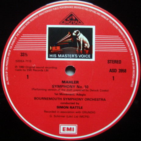 EMI ASD STAMP-DOG / RATTLE, - Mahler Symphony No.10, MI...