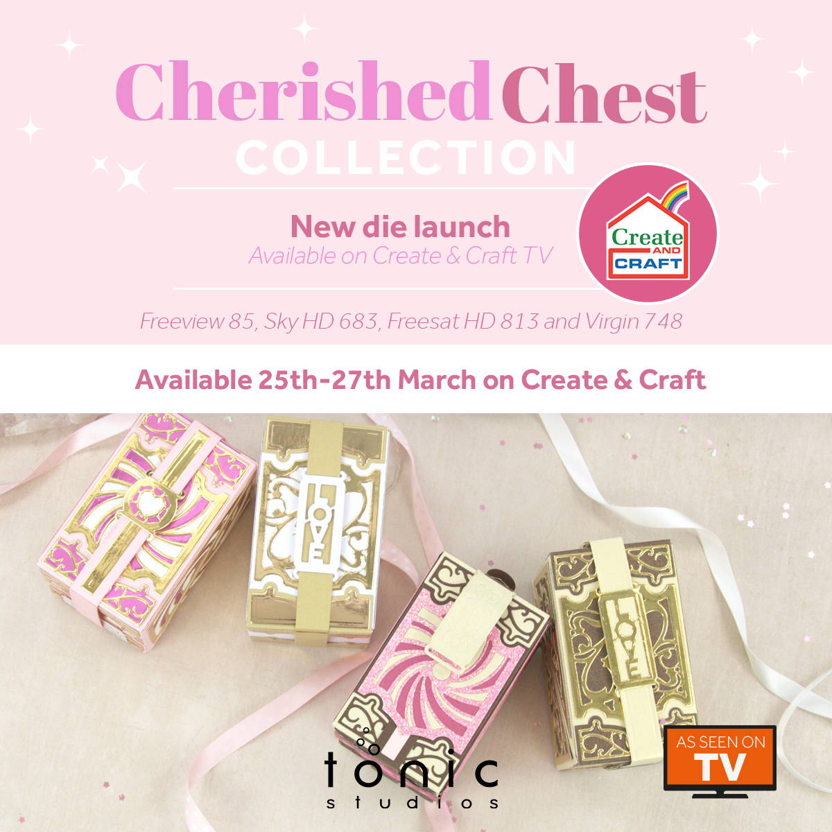 Domed Card & Gift Box Collection, available as an exclusive die launch on Create and Craft TV. from the 14th of February 2022.