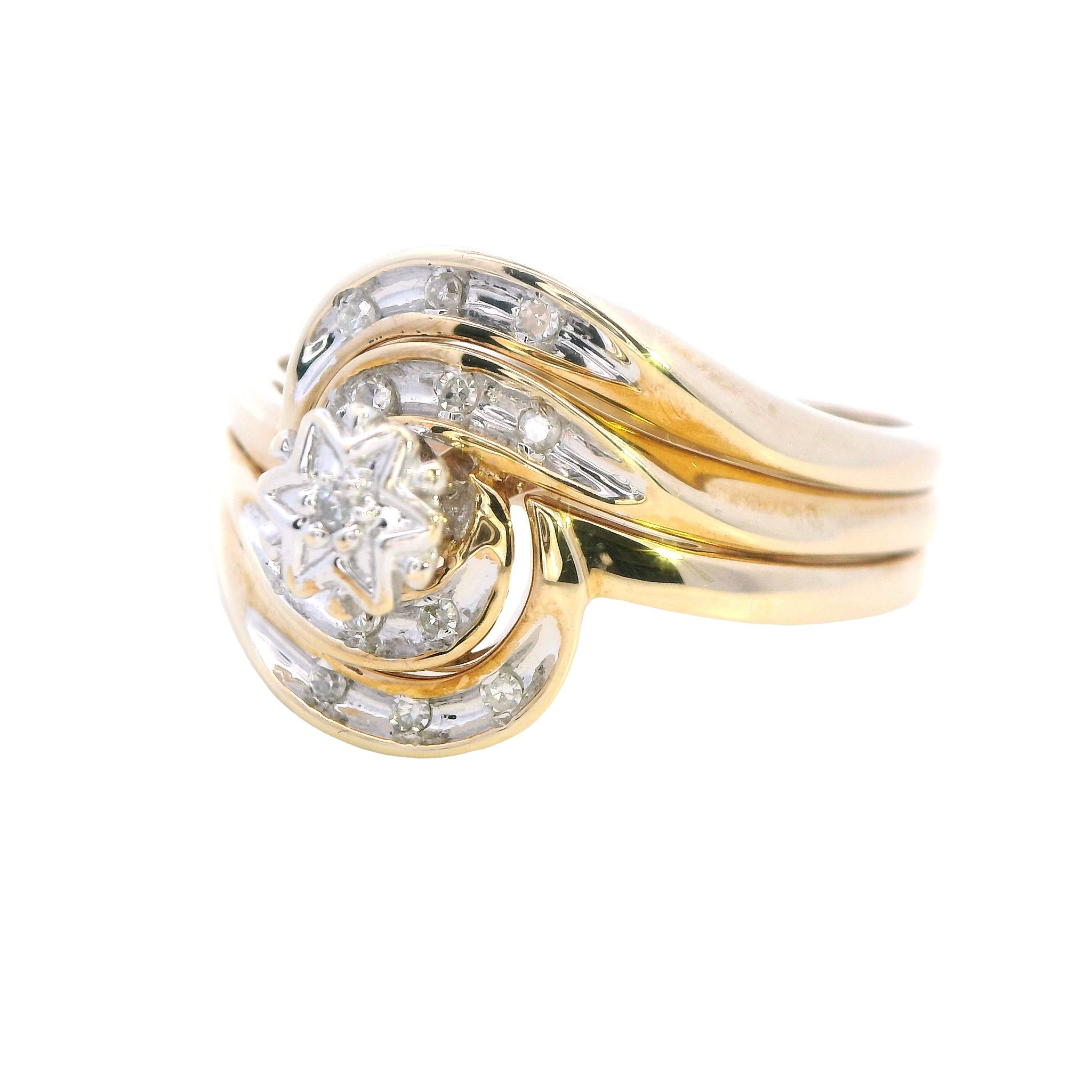 9ct Yellow and White Gold Diamond Bridal Set - Image 4