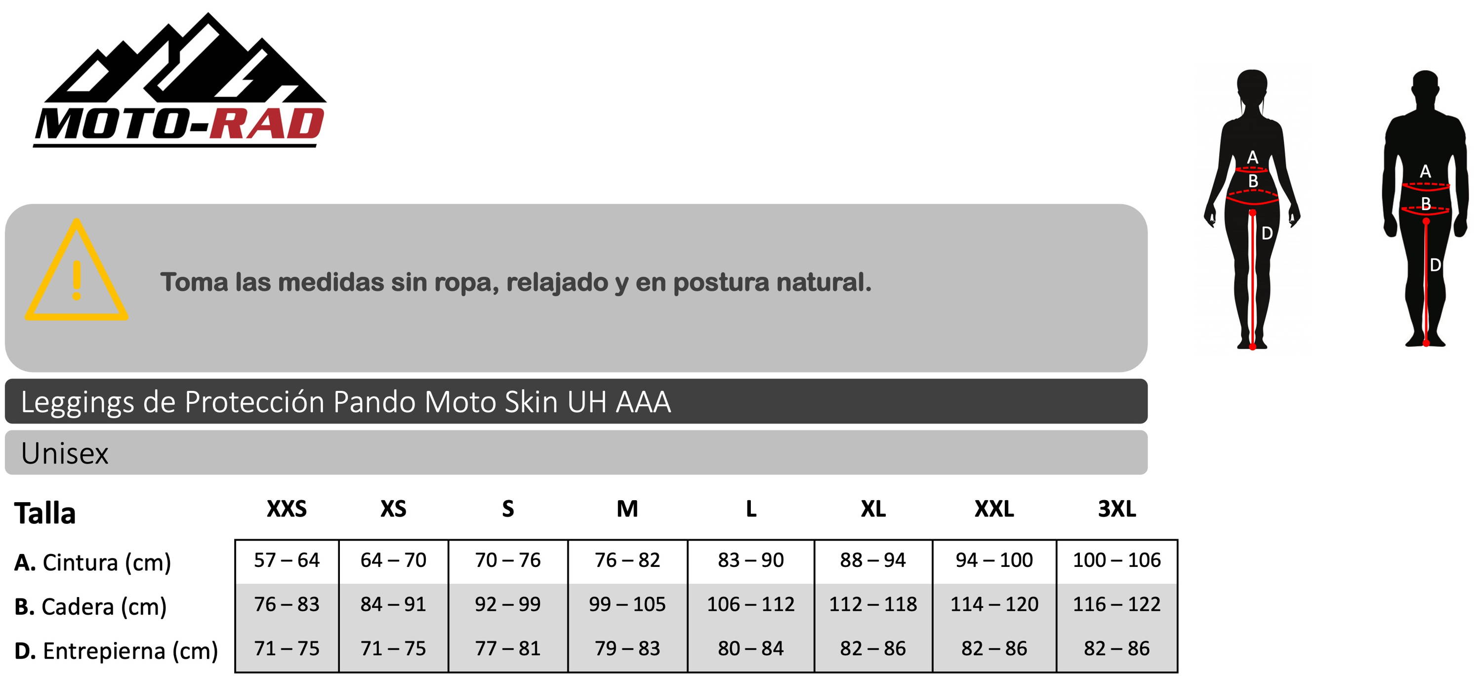 Guia de Tallas Pantalones Textiles Pando Moto