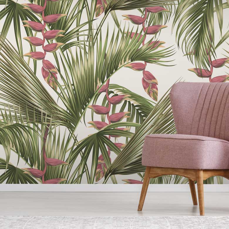 Cream & Green Vintage Palm Tropical Wallpaper hero image