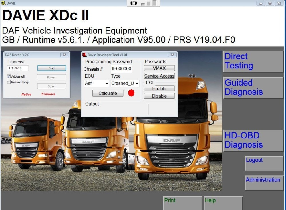 DAF Davie Runtime 5.6.1 2020 app v95 latest for daf/paccar engine diagnostic tool