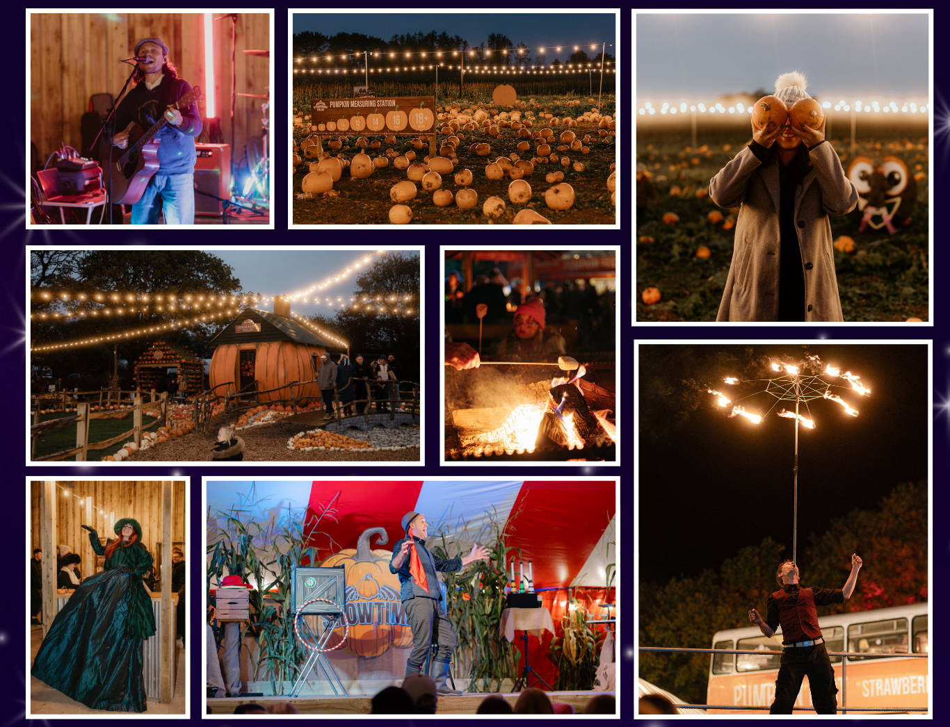 Experience Pumpkin Nights at Strawberry Fields, Lifton – glowing twilight pumpkin patch, live music, entertainment & fire show. A magical autumn evening in Devon!
