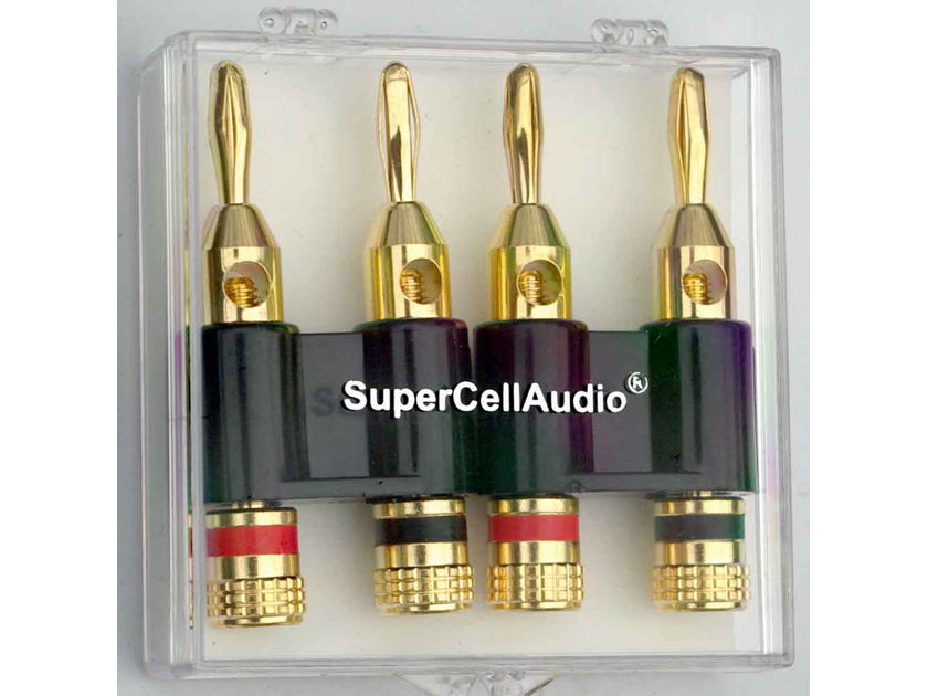 SuperCellAudio ® 830.002-PR Gold Plated Dual Banana Plug 1 Pair