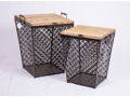 Set of Two Black/Metal Wood Storage Tables