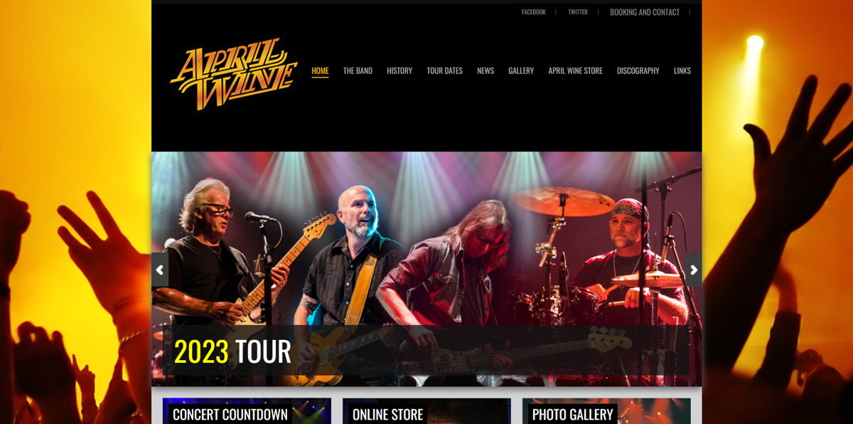 Screenshot of April Wine, from the band websites collection.