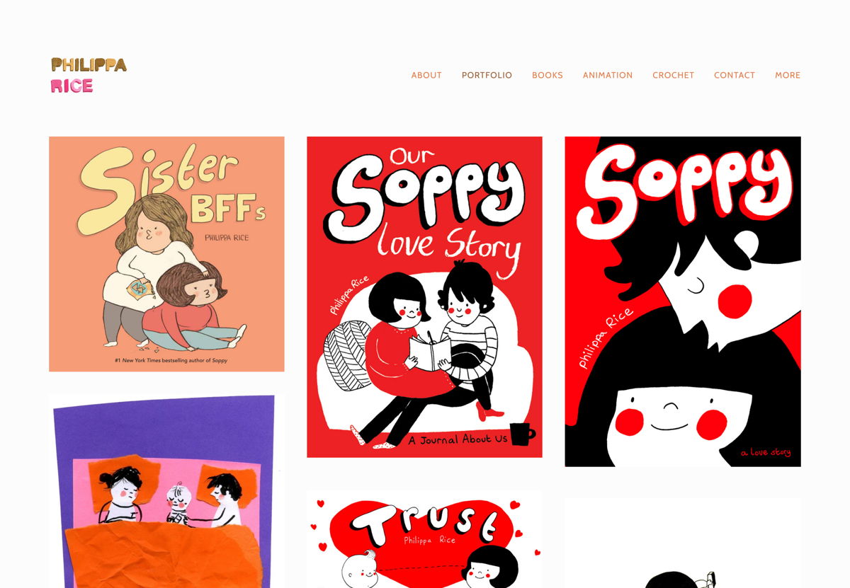 Screenshot of Philippa Rice, from the squarespace artist websites collection.