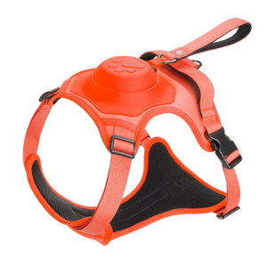 Vibe Geeks Ultimate 2-in-1 Reflective No-Pull Dog Harness with Retractable Leash & Control Handle – Red