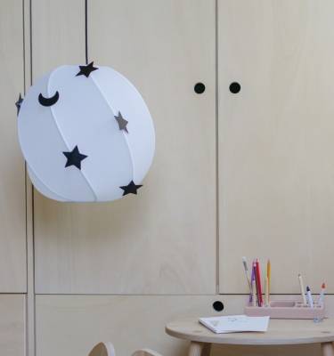 White Nofred Lamp hanging on celling with stars and moon