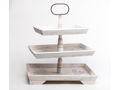 Young's Inc Three Tier White Wooden Tray
