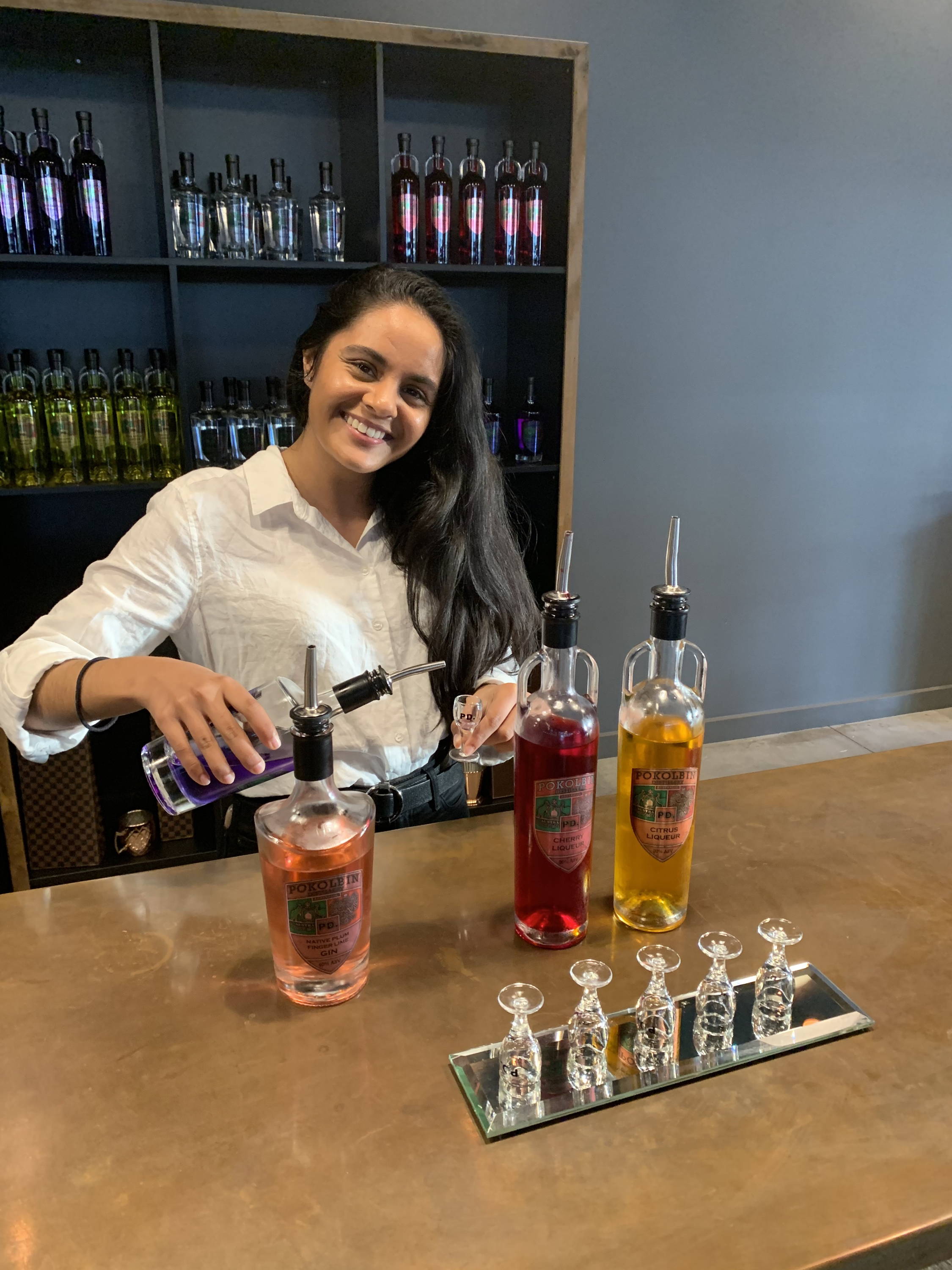 Staff preparing a Gin and Vodka Tasting