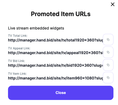 livestream promoted URLs