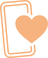 Orange Phone Icon with heart