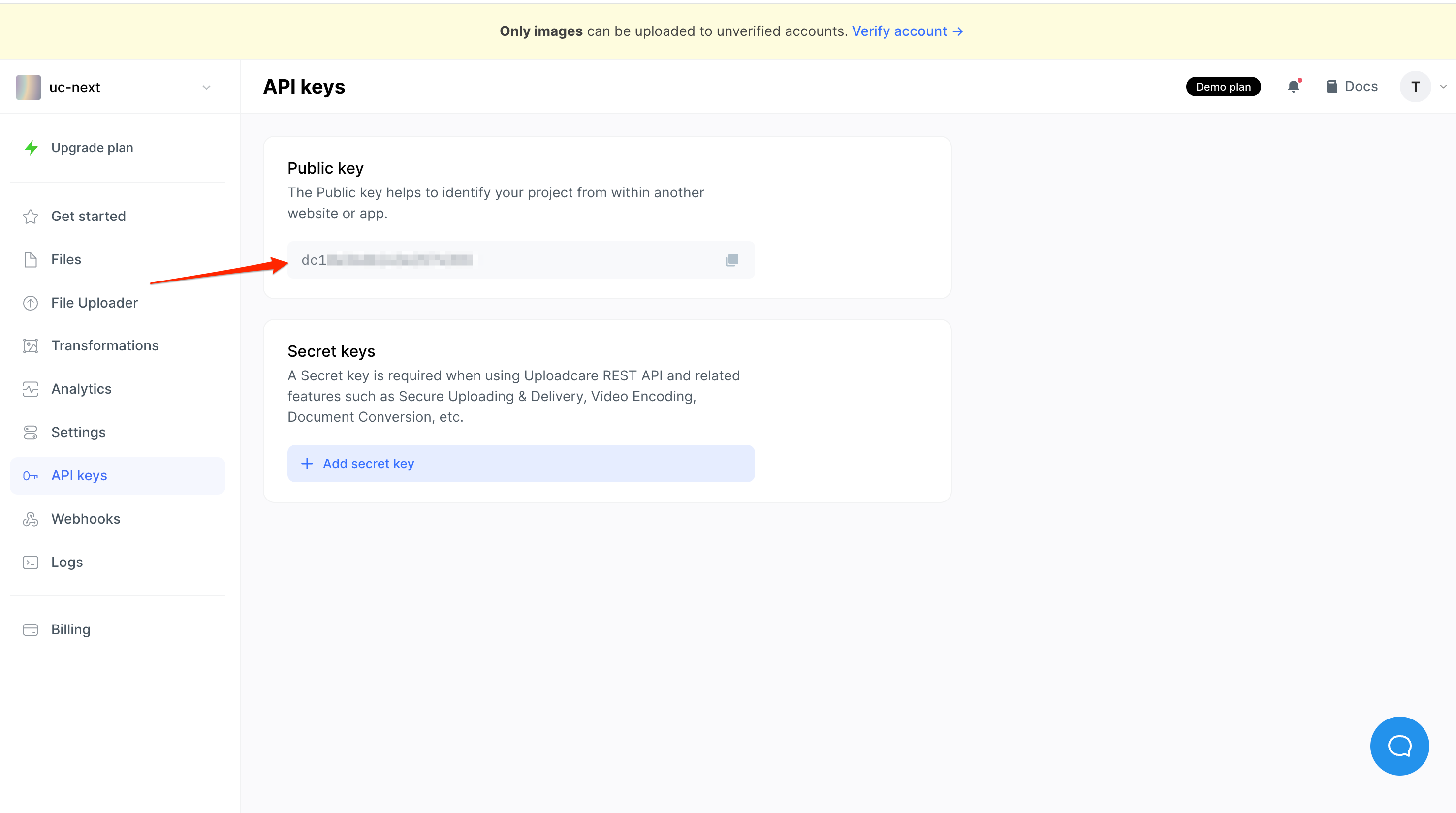 Uploadcare Public key