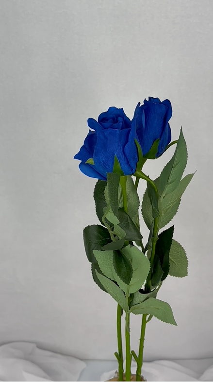 Deep Blue Real Touch Rose Open Bud - Realistic Artificial Flowers - Image 4